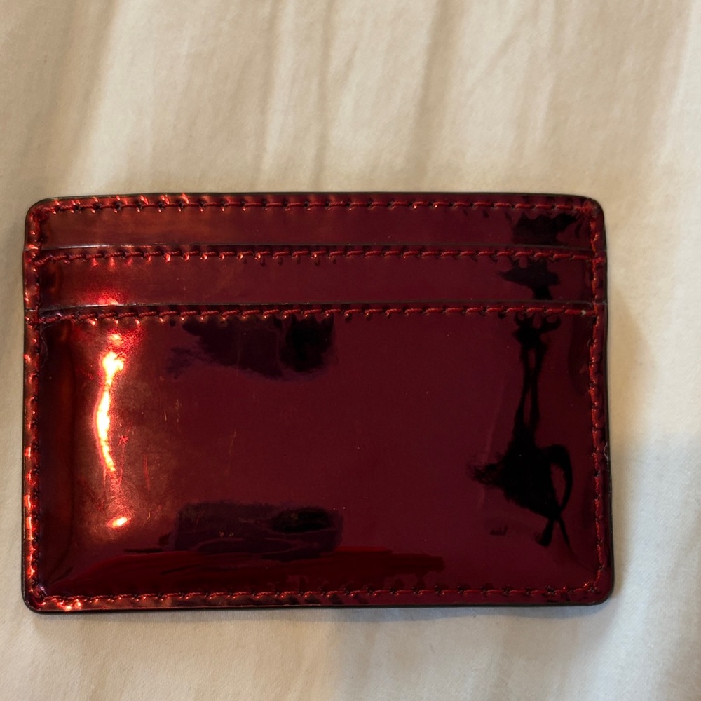 Michael Kors Glossy Red Card Holder & Purse is Metallic Deep Maroon - Picture 4 of 10